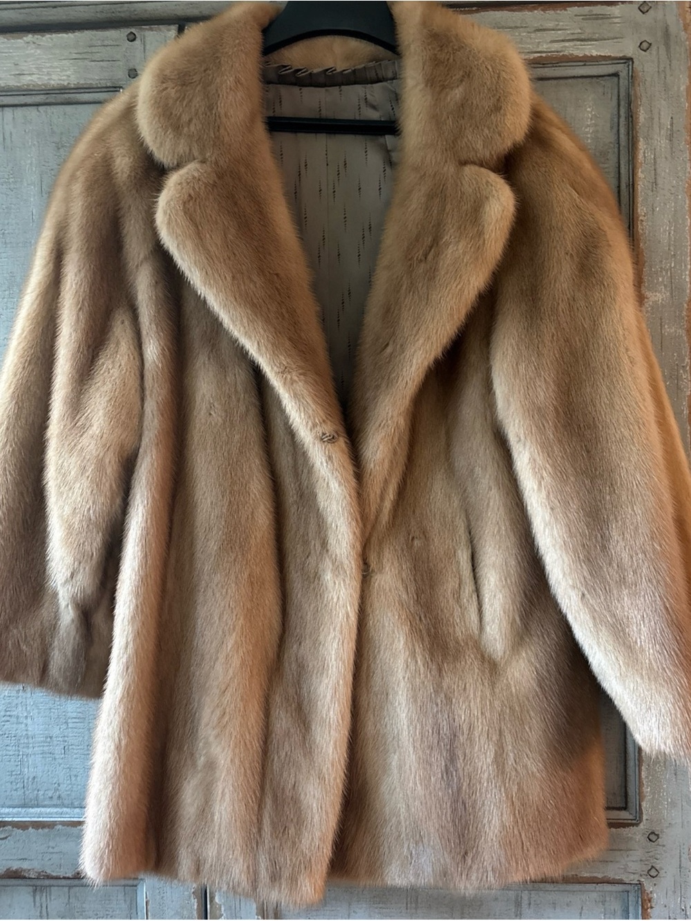 Women's Luxurious Camel Mink Fur Pea Coat